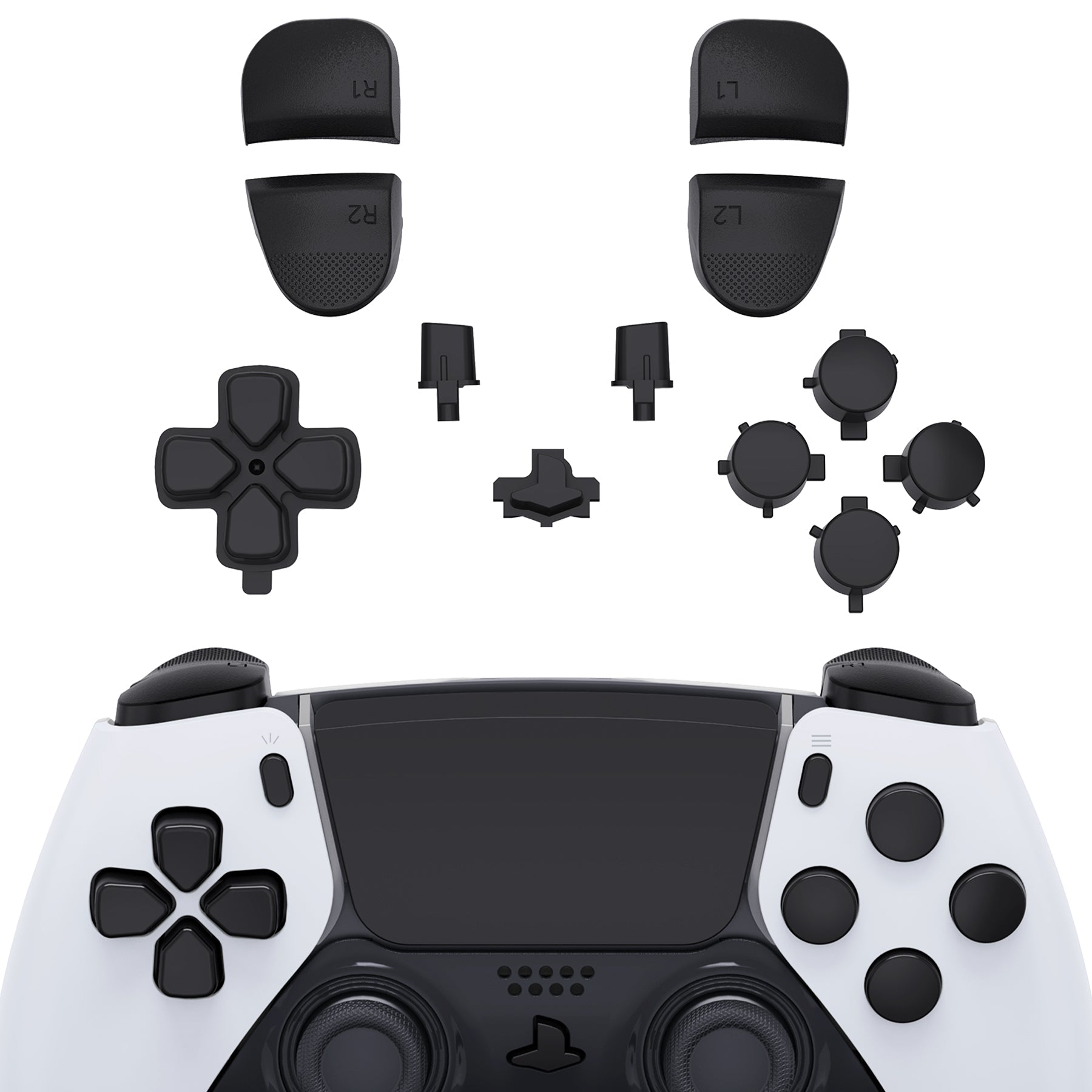 eXtremeRate Replacement Full Set Buttons Compatible with PS5 Edge Controller - Black eXtremeRate