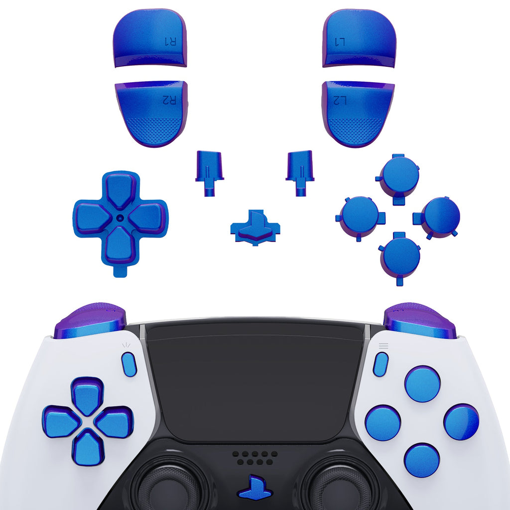 eXtremeRate Replacement Full Set Buttons Compatible with PS5 Edge Controller - Chameleon Purple Blue eXtremeRate
