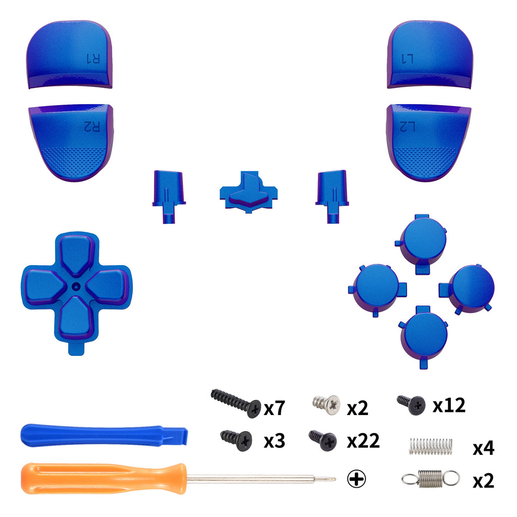 eXtremeRate Replacement Full Set Buttons Compatible with PS5 Edge Controller - Chameleon Purple Blue eXtremeRate