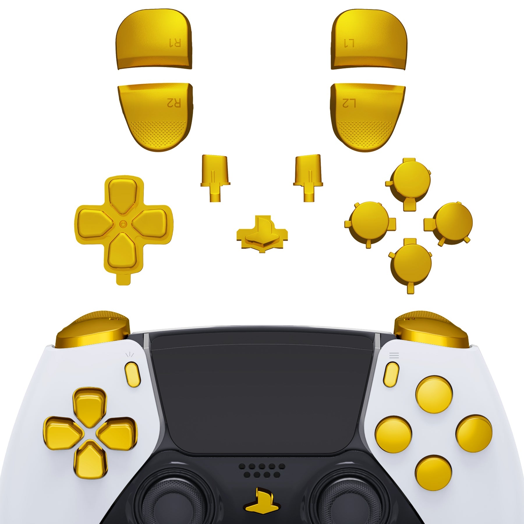 eXtremeRate Replacement Full Set Buttons Compatible with PS5 Edge Controller - Chrome Gold eXtremeRate