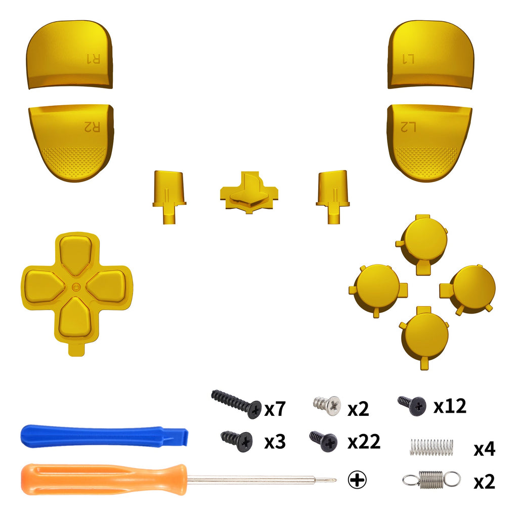 eXtremeRate Replacement Full Set Buttons Compatible with PS5 Edge Controller - Chrome Gold eXtremeRate