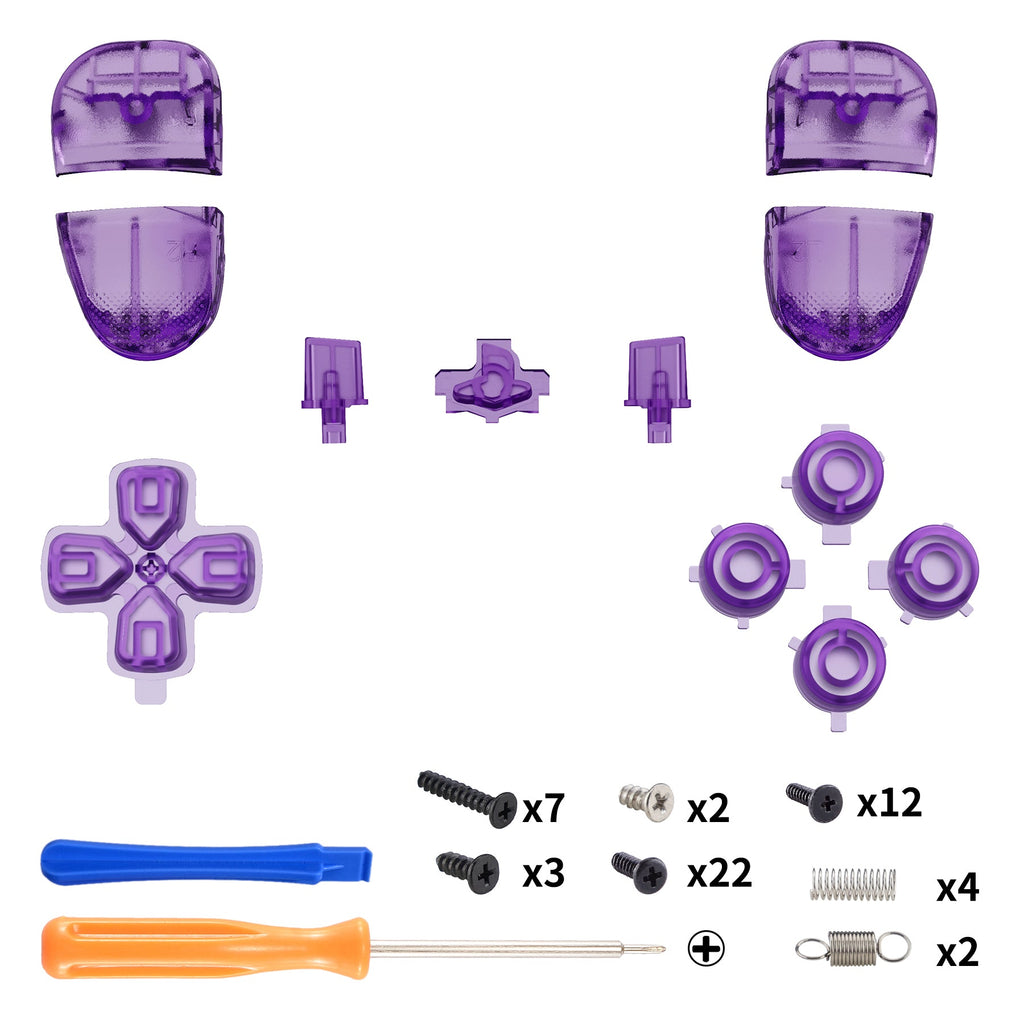 eXtremeRate Replacement Full Set Buttons Compatible with PS5 Edge Controller - Clear Atomic Purple eXtremeRate