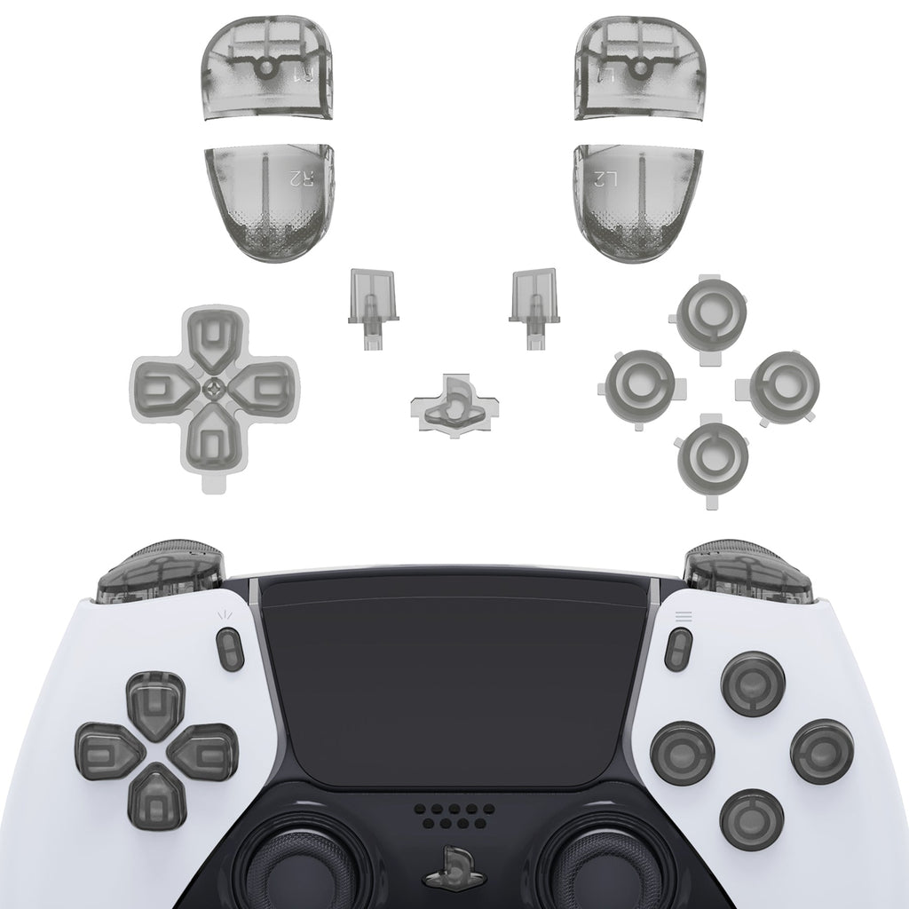 eXtremeRate Replacement Full Set Buttons Compatible with PS5 Edge Controller - Clear Black eXtremeRate
