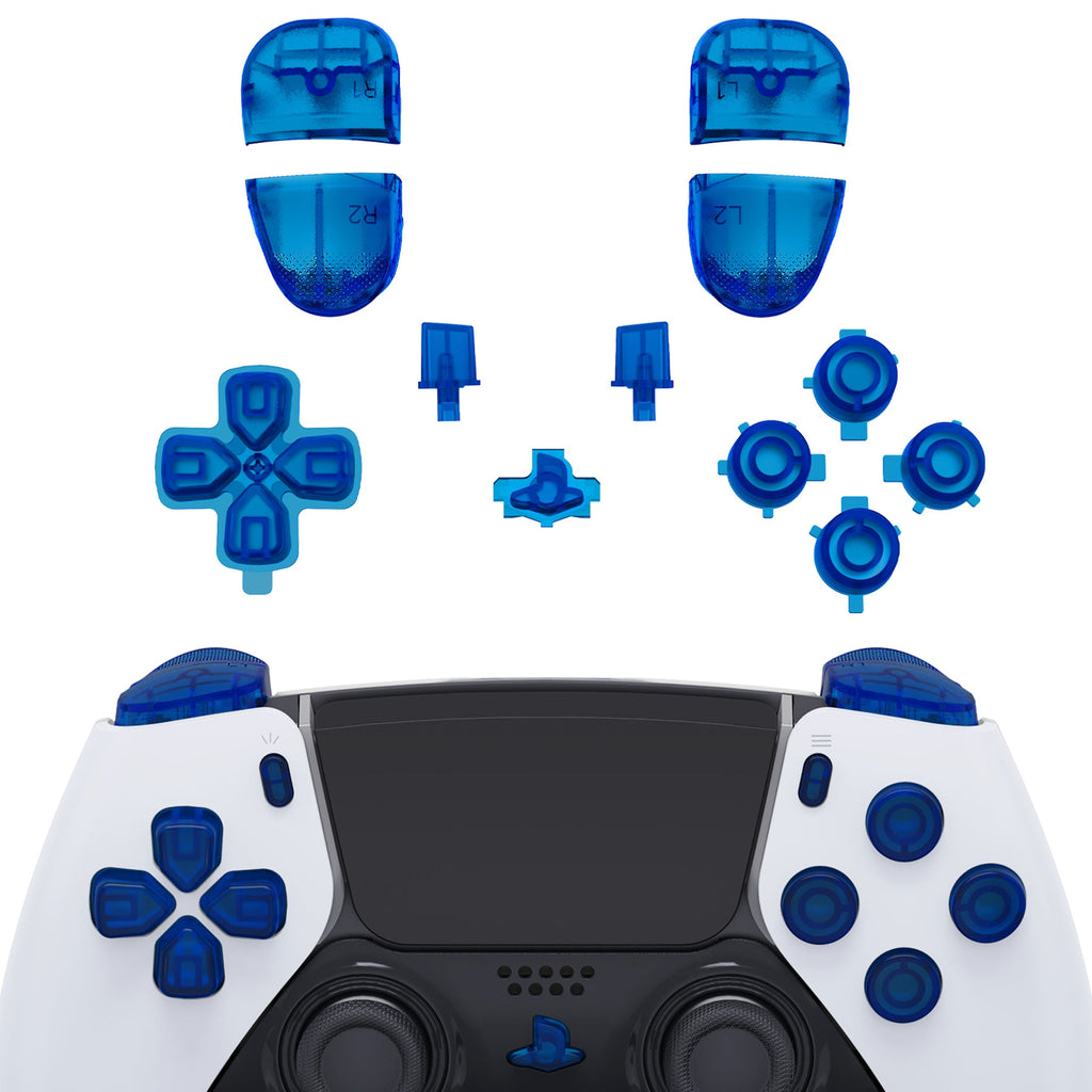 eXtremeRate Replacement Full Set Buttons Compatible with PS5 Edge Controller - Clear Blue eXtremeRate