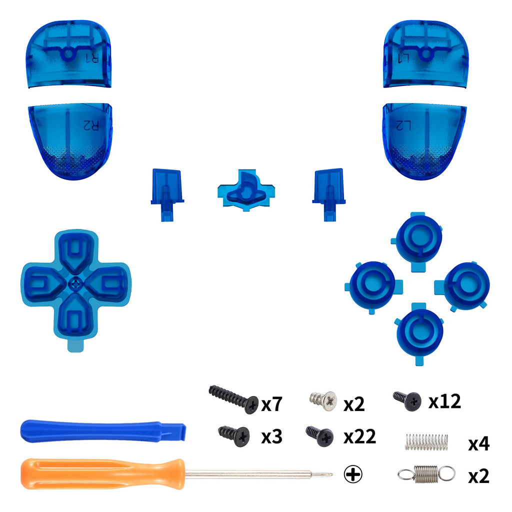 eXtremeRate Replacement Full Set Buttons Compatible with PS5 Edge Controller - Clear Blue eXtremeRate