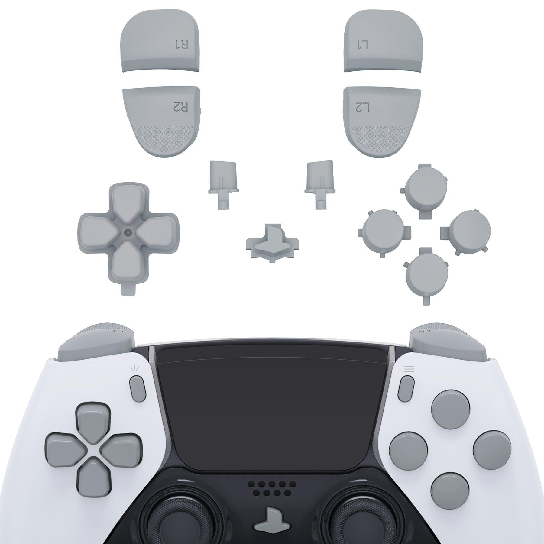 eXtremeRate Replacement Full Set Buttons Compatible with PS5 Edge Controller - New Hope Gray eXtremeRate