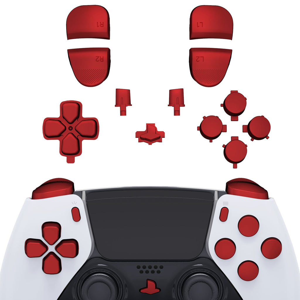 eXtremeRate Replacement Full Set Buttons Compatible with PS5 Edge Controller - Scarlet Red eXtremeRate