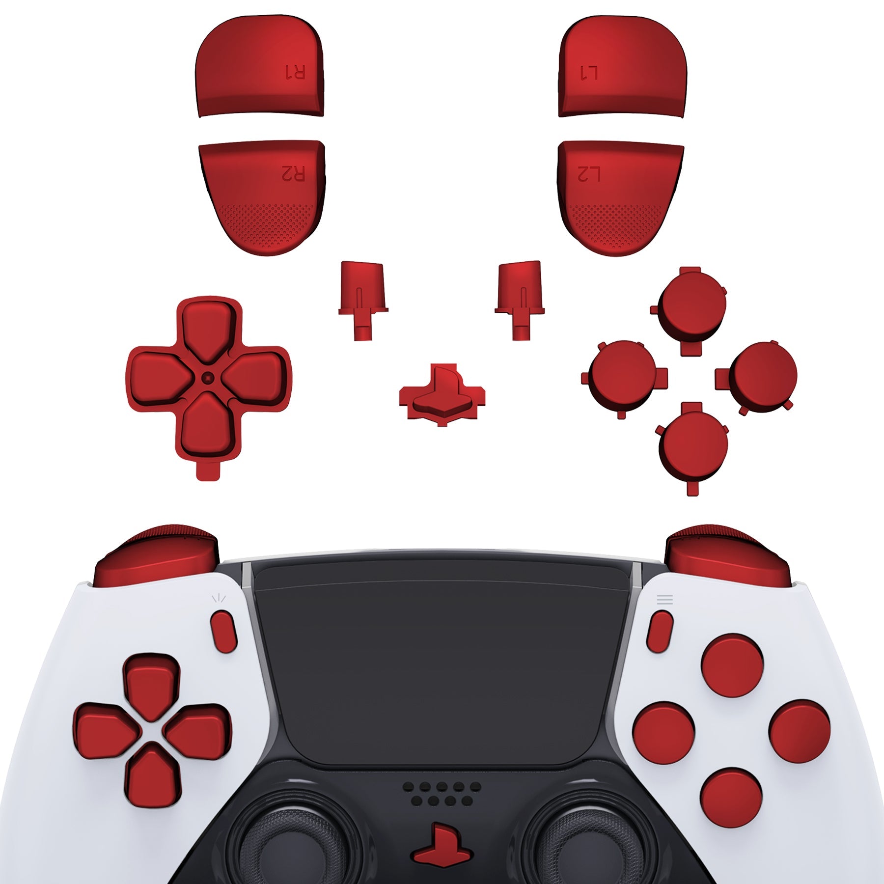 eXtremeRate Replacement Full Set Buttons Compatible with PS5 Edge Controller - Scarlet Red eXtremeRate
