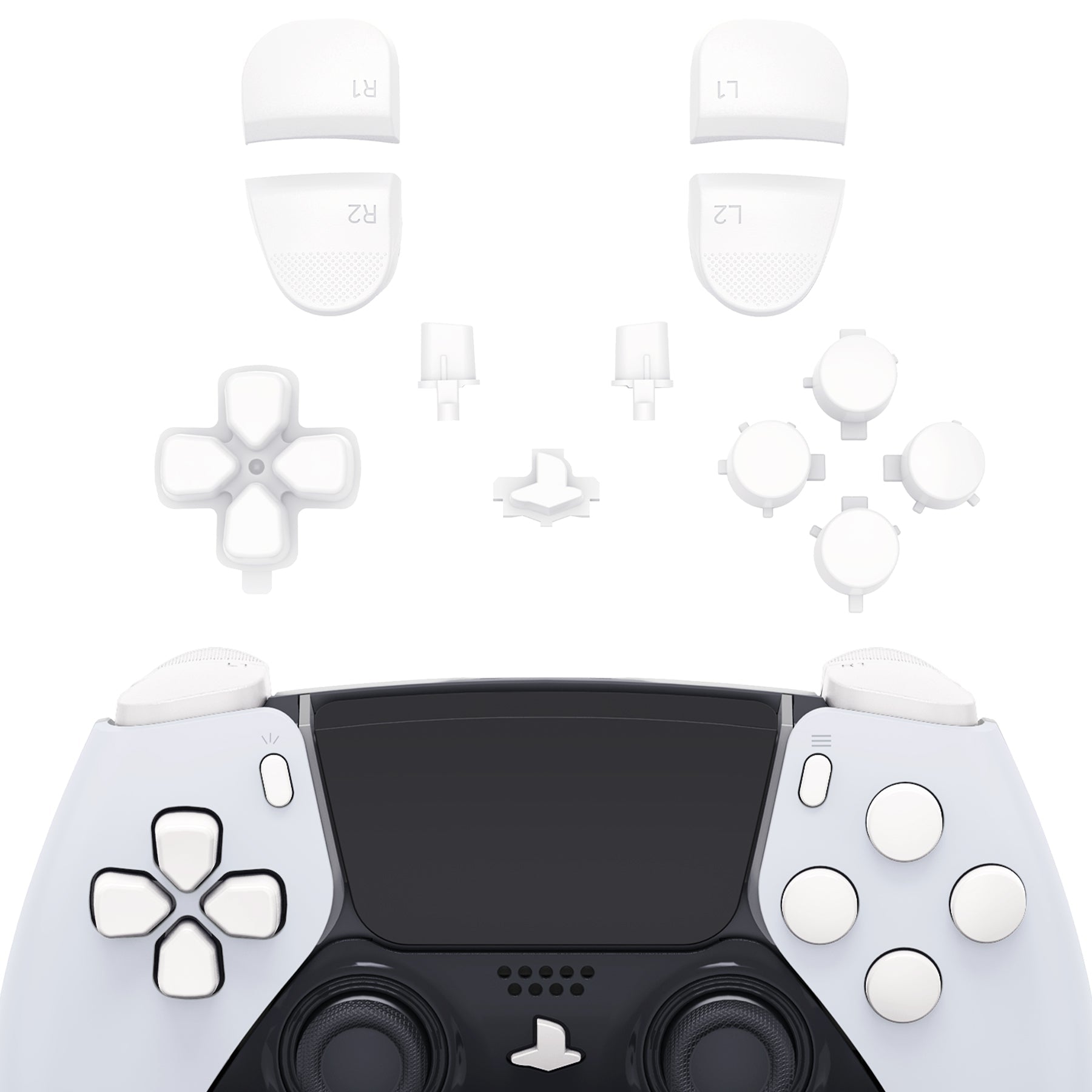 eXtremeRate Replacement Full Set Buttons Compatible with PS5 Edge Controller - White eXtremeRate