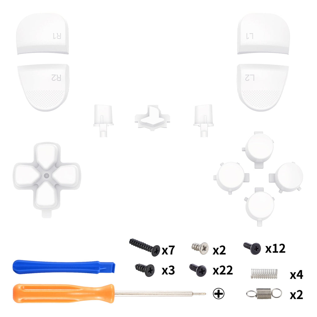 eXtremeRate Replacement Full Set Buttons Compatible with PS5 Edge Controller - White eXtremeRate