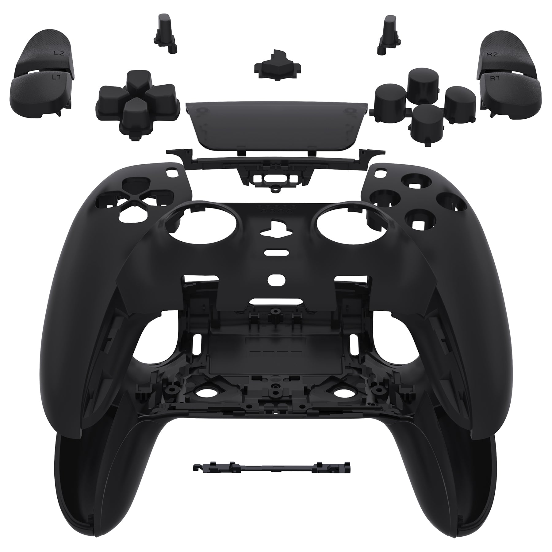 eXtremeRate Replacement Full Set Shells with Buttons Compatible with PS5 Edge Controller - Black eXtremeRate
