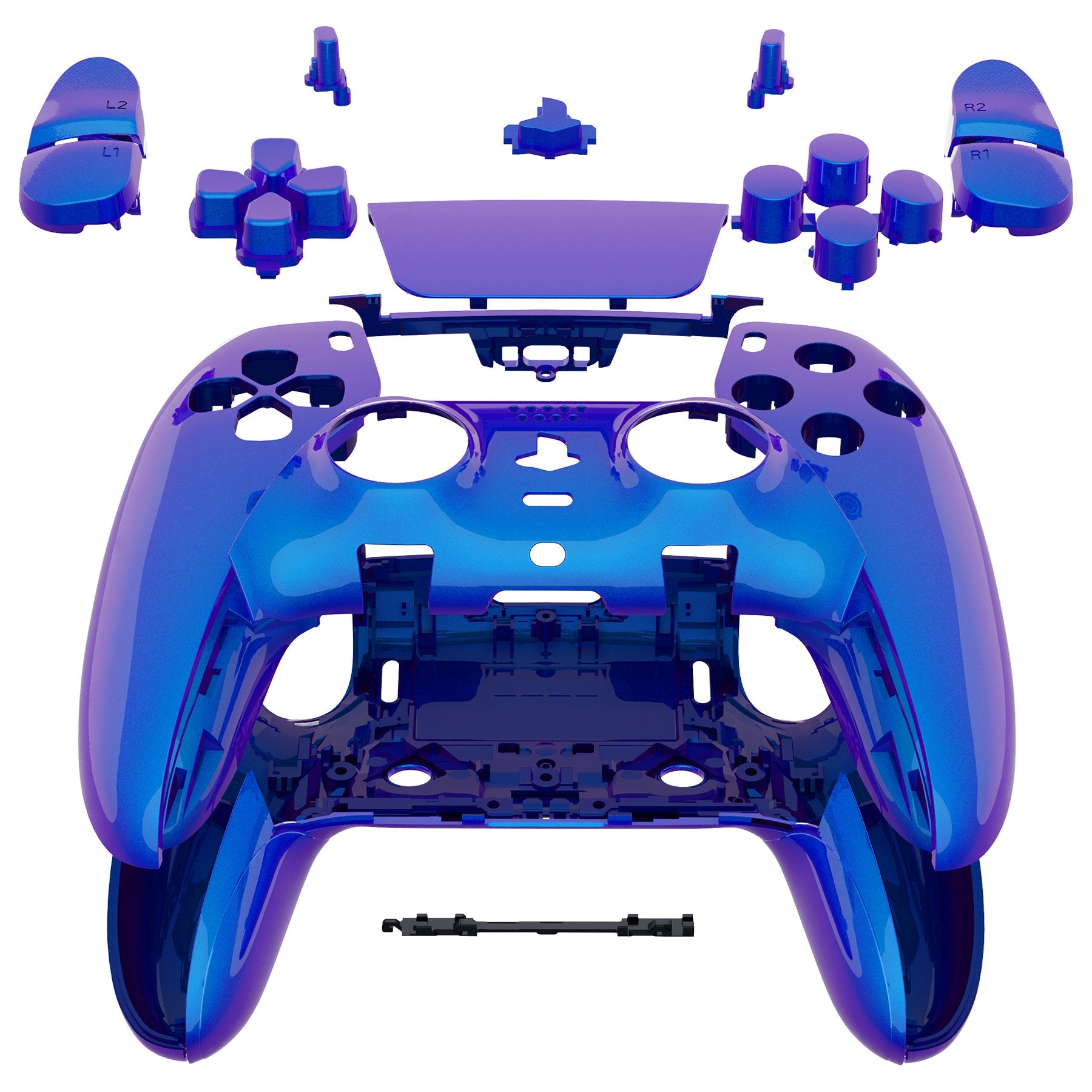 eXtremeRate Replacement Full Set Shells with Buttons Compatible with PS5 Edge Controller - Chameleon Purple Blue eXtremeRate