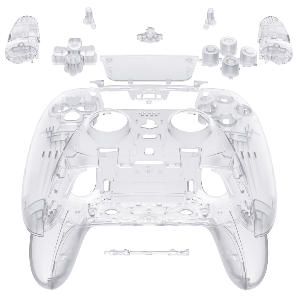 eXtremeRate Replacement Full Set Shells with Buttons Compatible with PS5 Edge Controller - Clear eXtremeRate