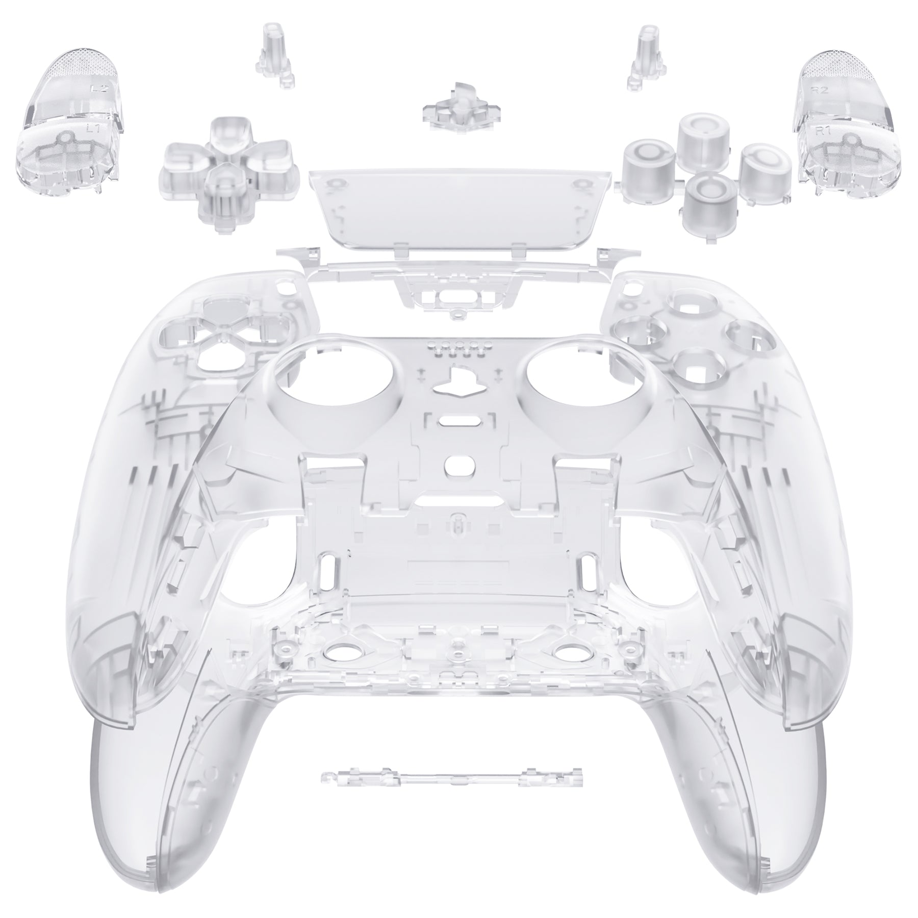 eXtremeRate Replacement Full Set Shells with Buttons Compatible with PS5 Edge Controller - Clear eXtremeRate