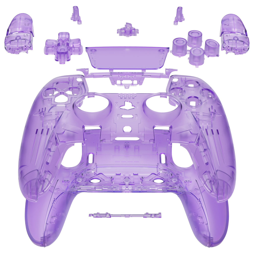 eXtremeRate Replacement Full Set Shells with Buttons Compatible with PS5 Edge Controller - Clear Atomic Purple eXtremeRate