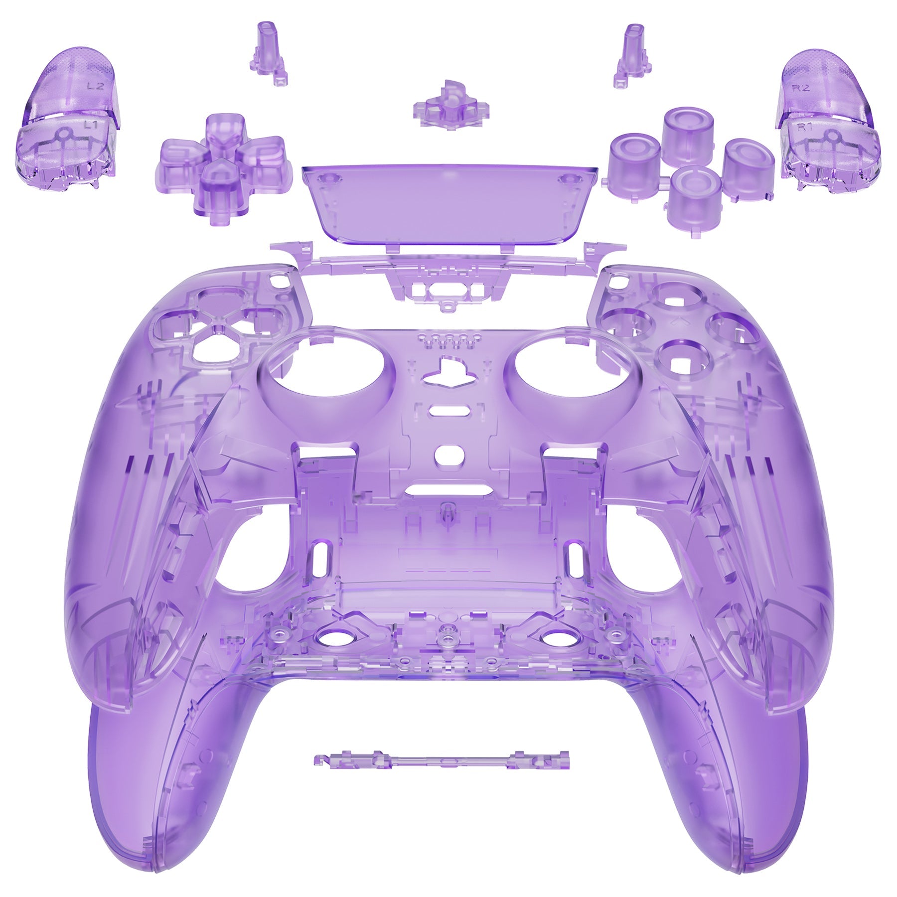 eXtremeRate Replacement Full Set Shells with Buttons Compatible with PS5 Edge Controller - Clear Atomic Purple eXtremeRate