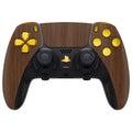 eXtremeRate Replacement Full Set Shells with Buttons Compatible with PS5 Edge Controller - Wood Grain & Black eXtremeRate
