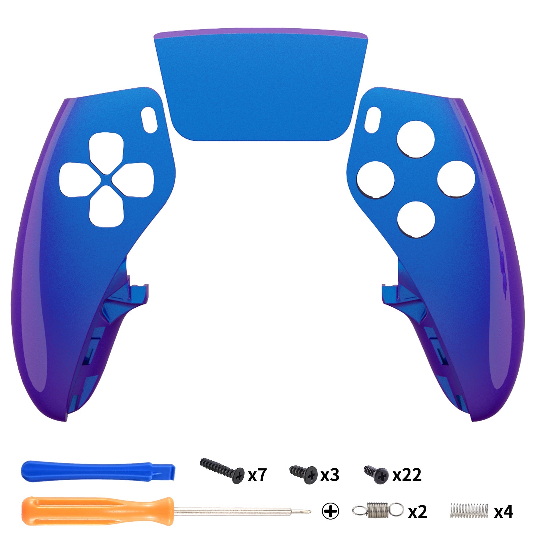eXtremeRate Replacement Left Right Front Housing Shell with Touchpad Compatible with PS5 Edge Controller - Chameleon Purple Blue eXtremeRate