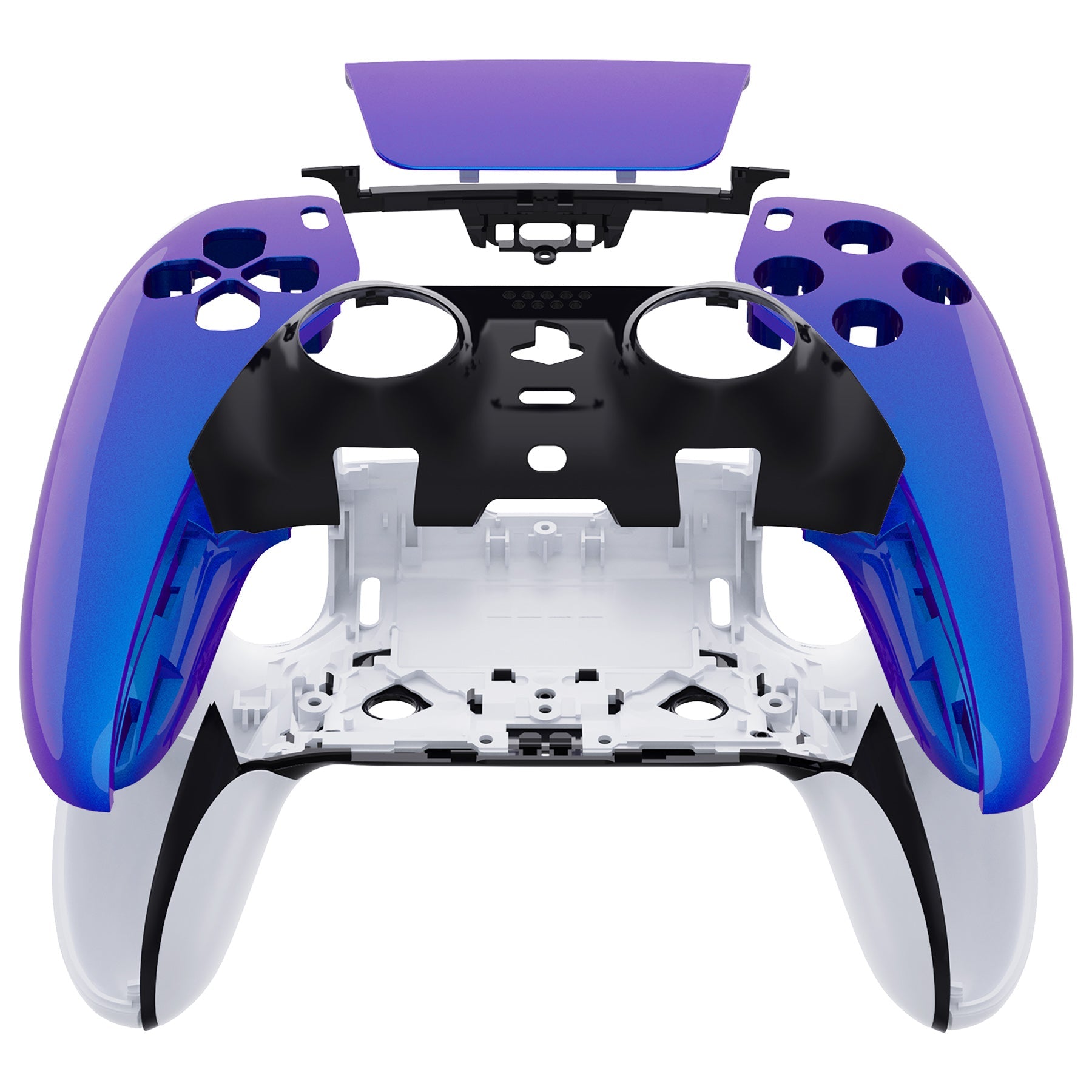 eXtremeRate Replacement Left Right Front Housing Shell with Touchpad Compatible with PS5 Edge Controller - Chameleon Purple Blue eXtremeRate