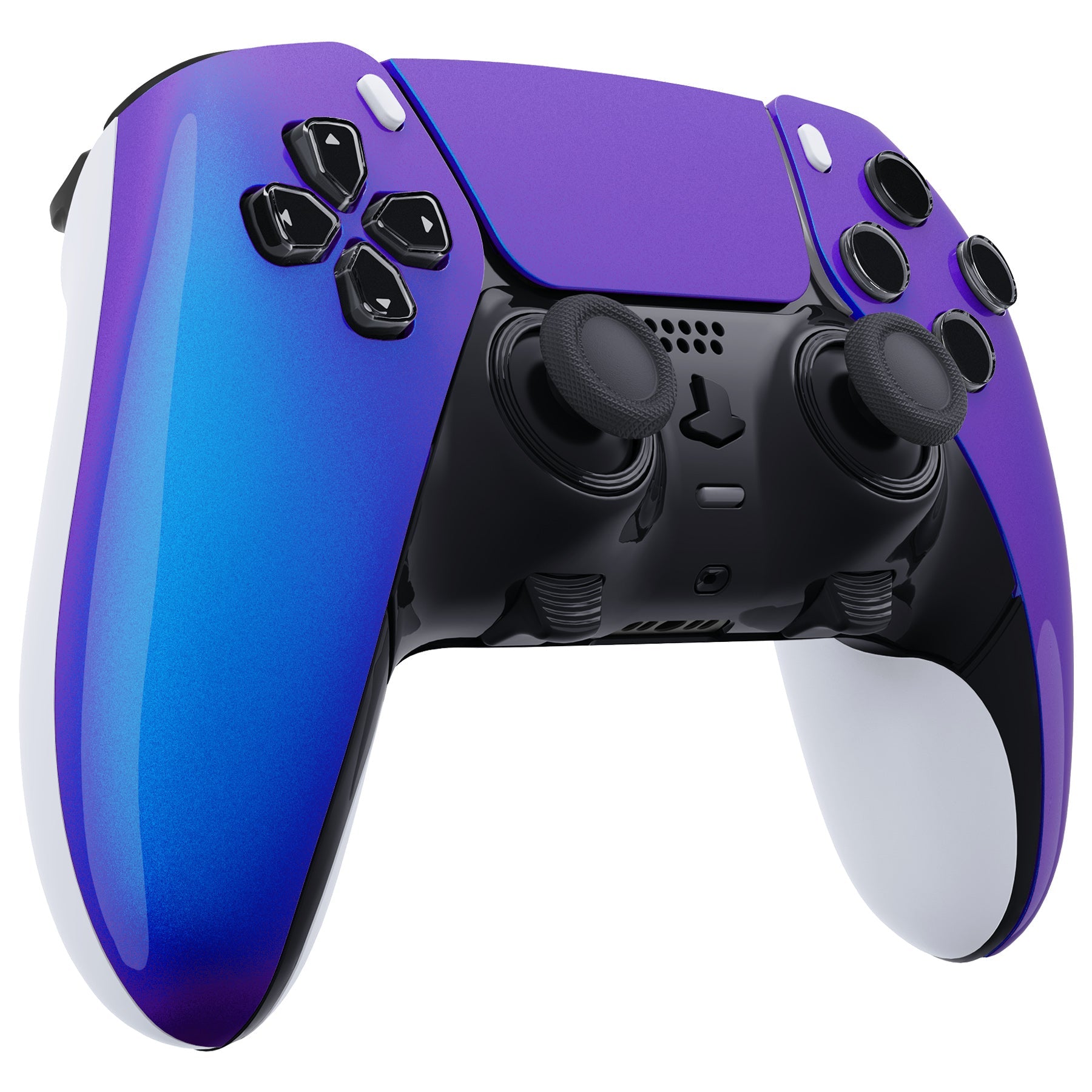 eXtremeRate Replacement Left Right Front Housing Shell with Touchpad Compatible with PS5 Edge Controller - Chameleon Purple Blue eXtremeRate