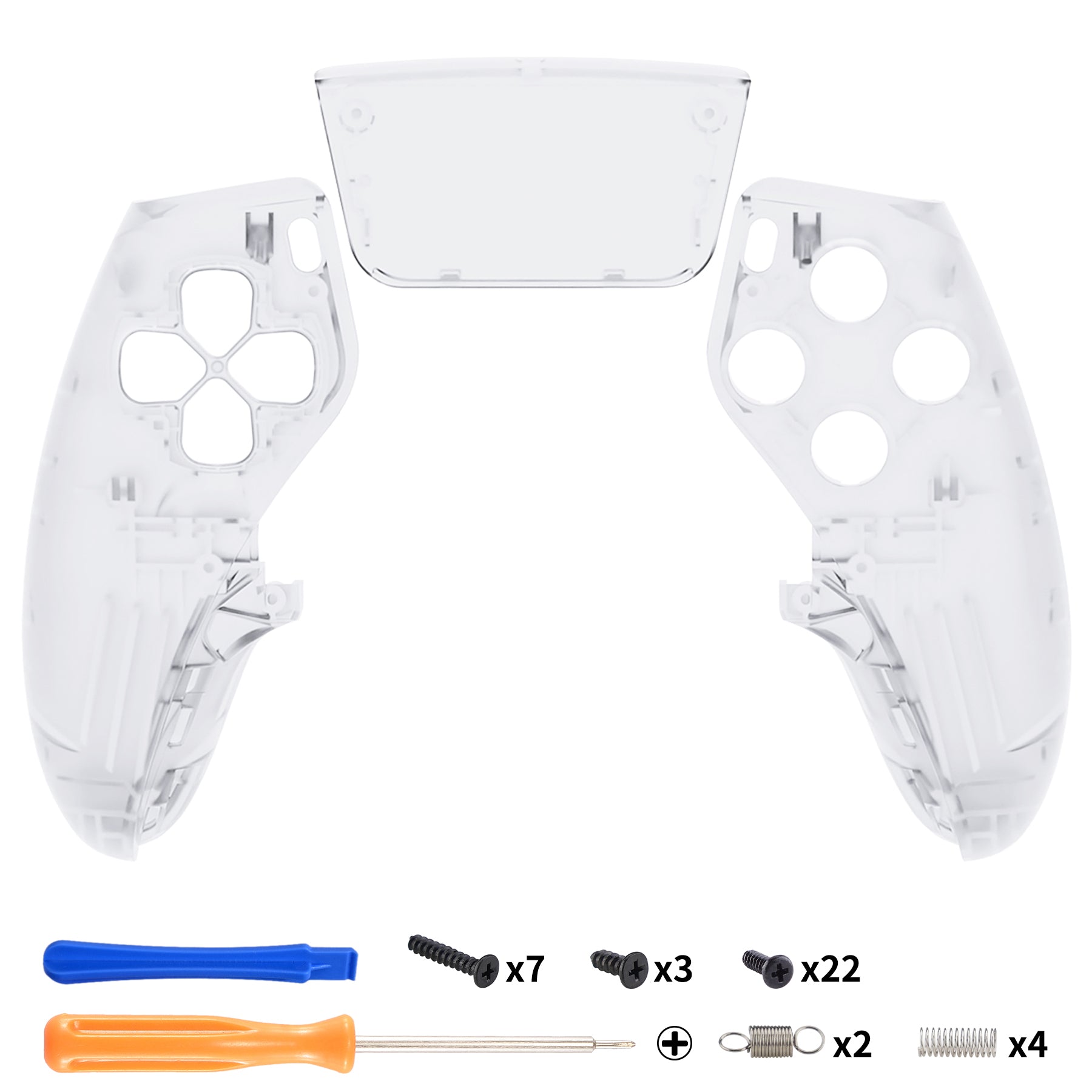 eXtremeRate Replacement Left Right Front Housing Shell with Touchpad Compatible with PS5 Edge Controller - Clear eXtremeRate