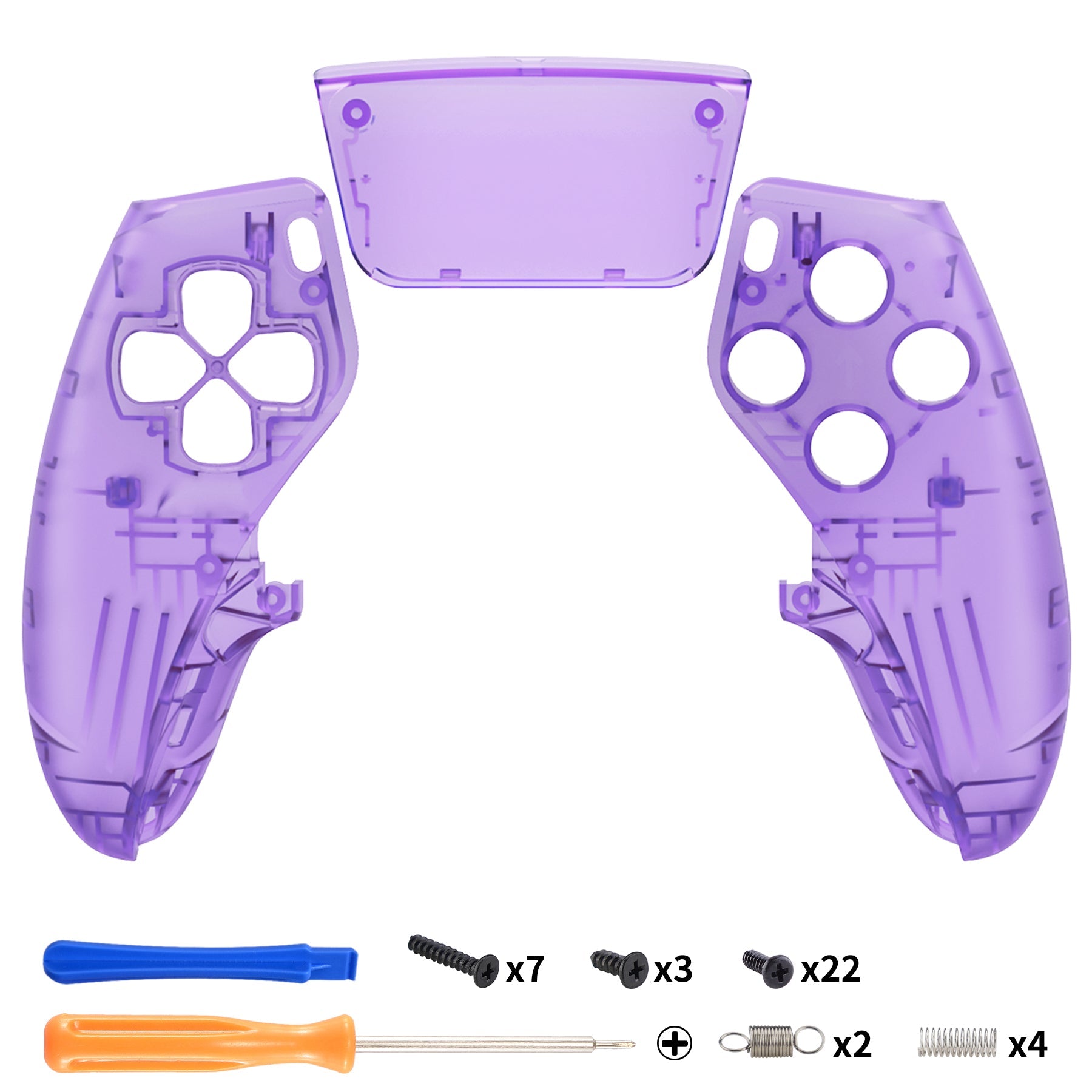 eXtremeRate Replacement Left Right Front Housing Shell with Touchpad Compatible with PS5 Edge Controller - Clear Atomic Purple eXtremeRate