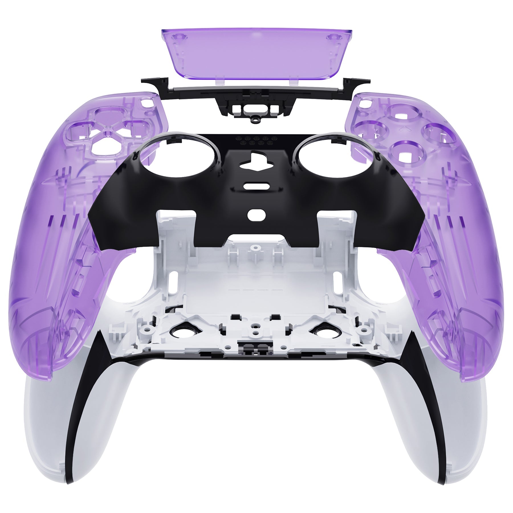 eXtremeRate Replacement Left Right Front Housing Shell with Touchpad Compatible with PS5 Edge Controller - Clear Atomic Purple eXtremeRate