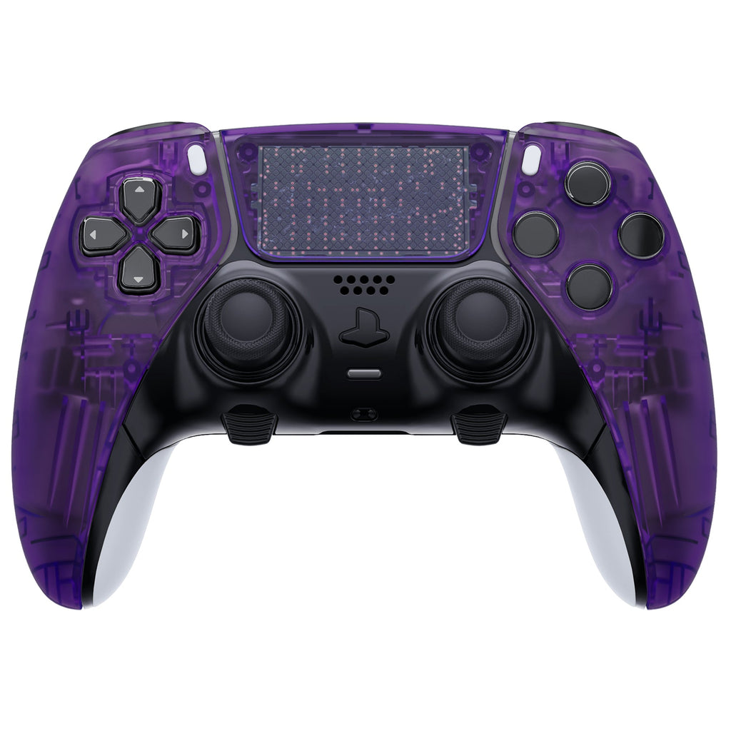 eXtremeRate Replacement Left Right Front Housing Shell with Touchpad Compatible with PS5 Edge Controller - Clear Atomic Purple eXtremeRate