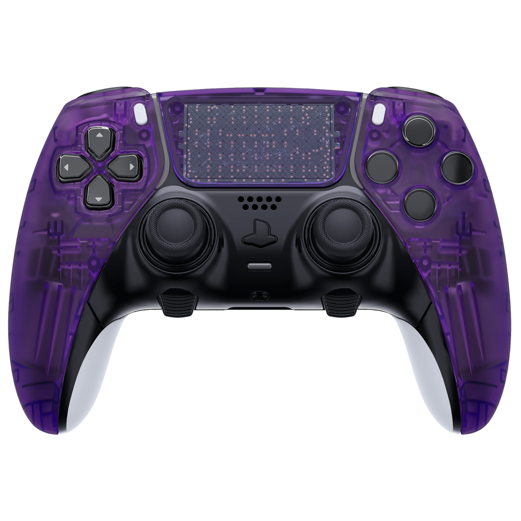 eXtremeRate Replacement Left Right Front Housing Shell with Touchpad Compatible with PS5 Edge Controller - Clear Atomic Purple eXtremeRate