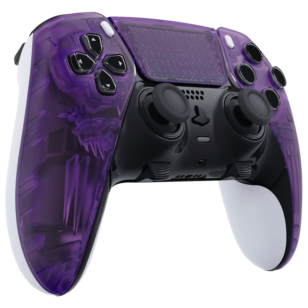 eXtremeRate Replacement Left Right Front Housing Shell with Touchpad Compatible with PS5 Edge Controller - Clear Atomic Purple eXtremeRate