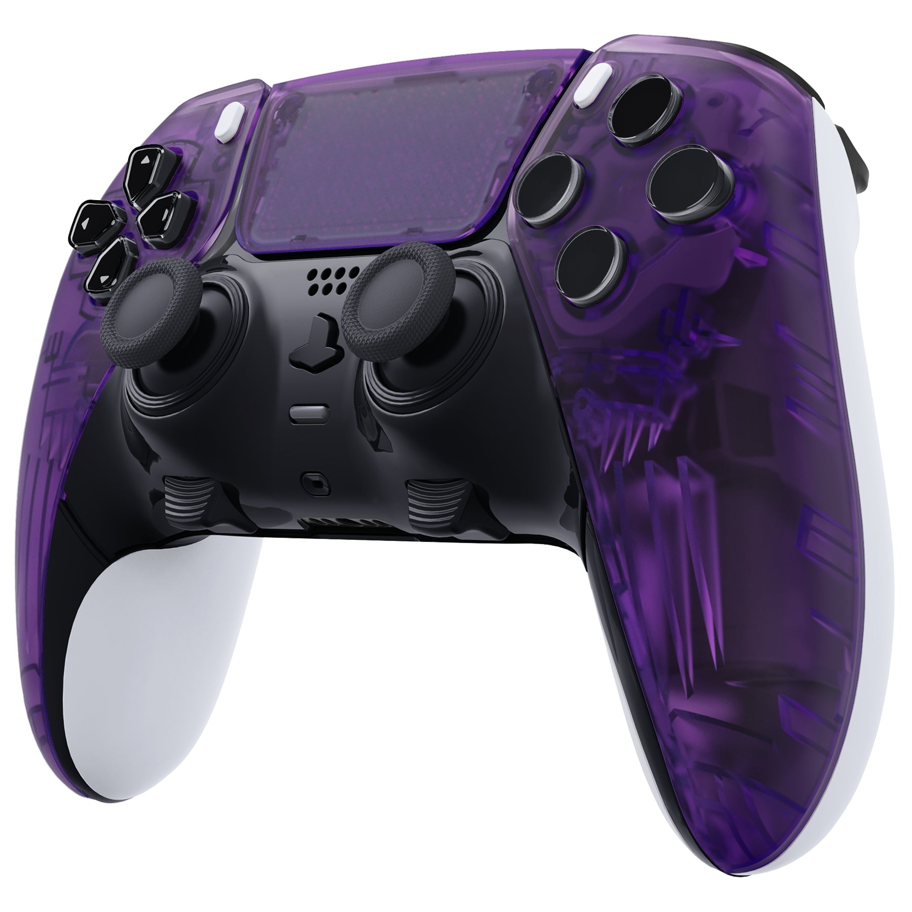 eXtremeRate Replacement Left Right Front Housing Shell with Touchpad Compatible with PS5 Edge Controller - Clear Atomic Purple eXtremeRate