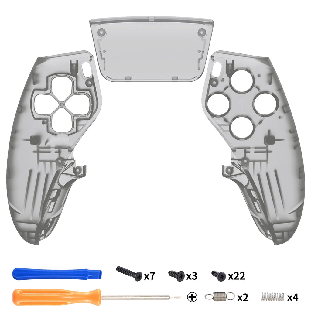 eXtremeRate Replacement Left Right Front Housing Shell with Touchpad Compatible with PS5 Edge Controller - Clear Black eXtremeRate