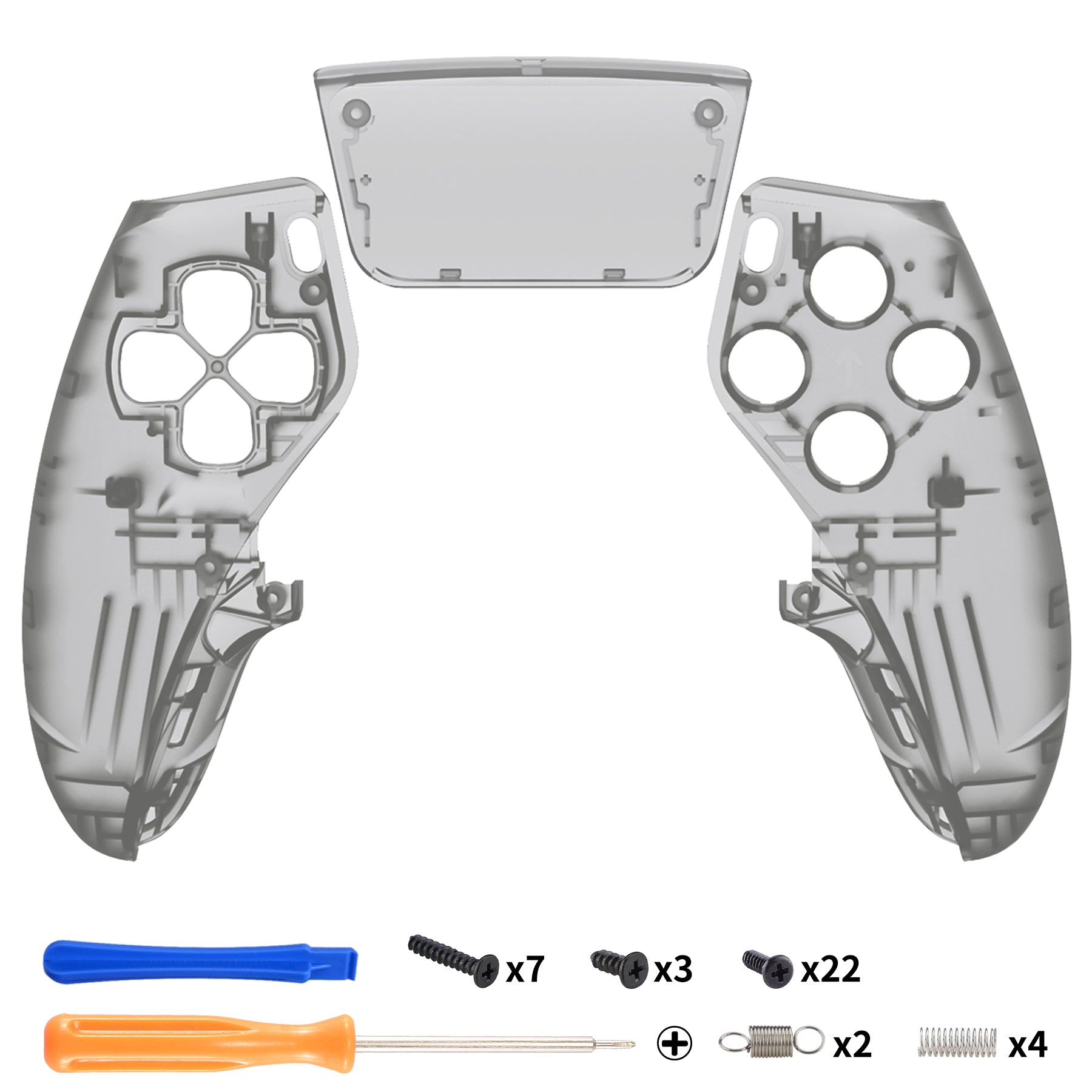 eXtremeRate Replacement Left Right Front Housing Shell with Touchpad Compatible with PS5 Edge Controller - Clear Black eXtremeRate
