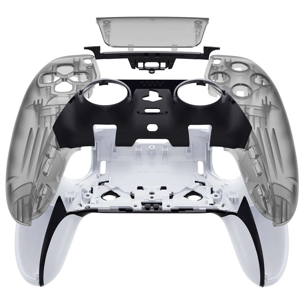 eXtremeRate Replacement Left Right Front Housing Shell with Touchpad Compatible with PS5 Edge Controller - Clear Black eXtremeRate
