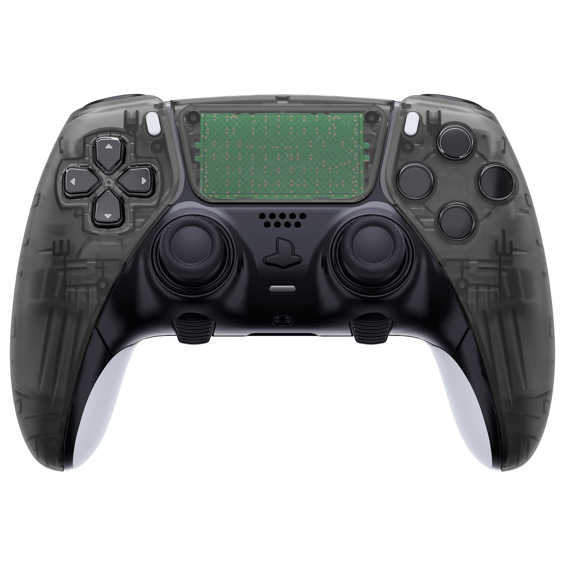 eXtremeRate Replacement Left Right Front Housing Shell with Touchpad Compatible with PS5 Edge Controller - Clear Black eXtremeRate
