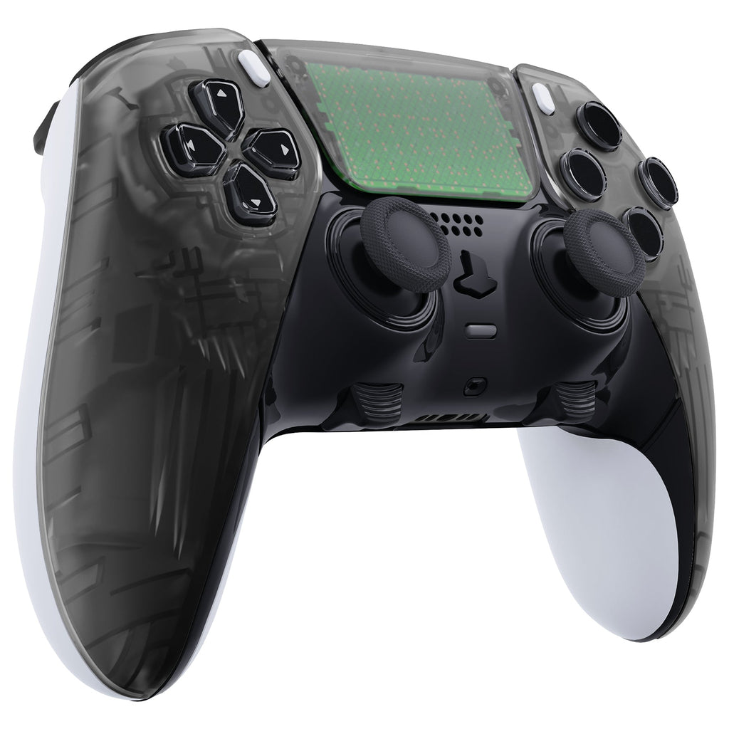 eXtremeRate Replacement Left Right Front Housing Shell with Touchpad Compatible with PS5 Edge Controller - Clear Black eXtremeRate
