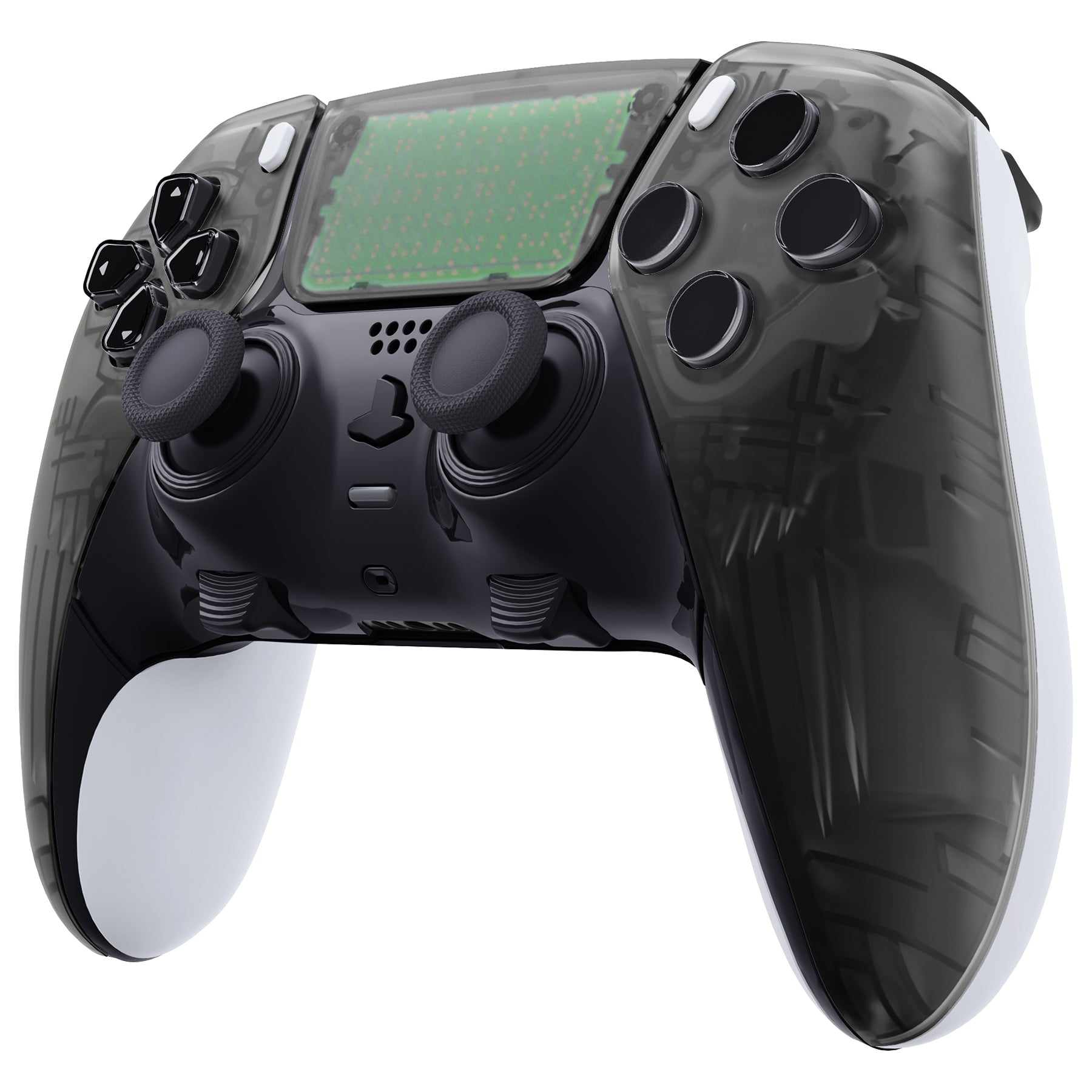 eXtremeRate Replacement Left Right Front Housing Shell with Touchpad Compatible with PS5 Edge Controller - Clear Black eXtremeRate