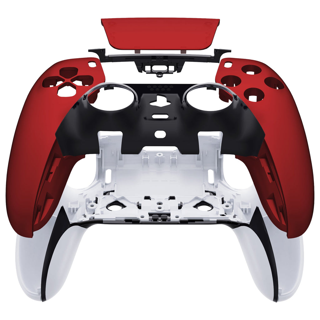 eXtremeRate Replacement Left Right Front Housing Shell with Touchpad Compatible with PS5 Edge Controller - Scarlet Red eXtremeRate