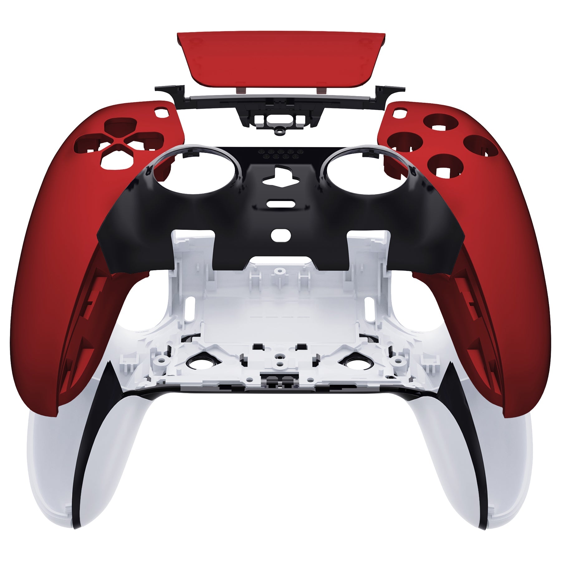 eXtremeRate Replacement Left Right Front Housing Shell with Touchpad Compatible with PS5 Edge Controller - Scarlet Red eXtremeRate