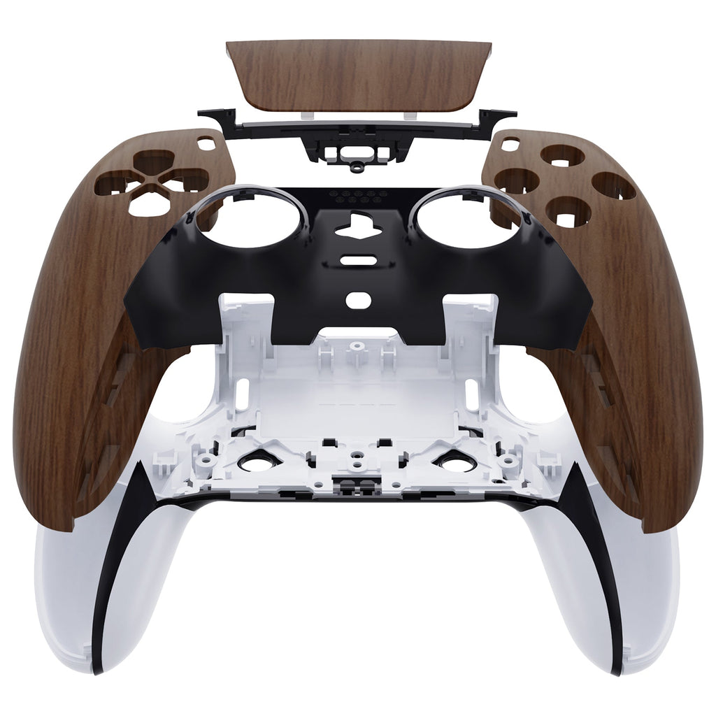 eXtremeRate Replacement Left Right Front Housing Shell with Touchpad Compatible with PS5 Edge Controller - Wood Grain eXtremeRate