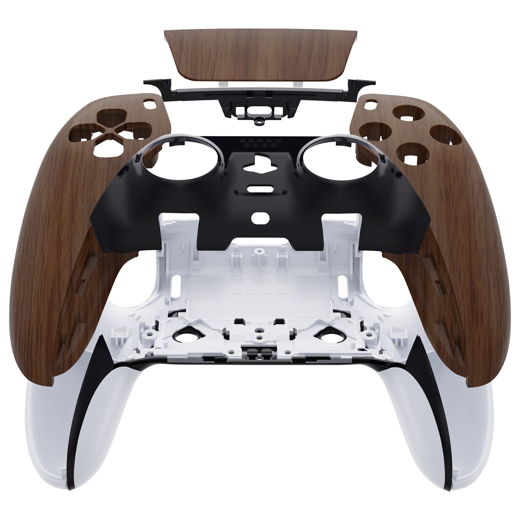 eXtremeRate Replacement Left Right Front Housing Shell with Touchpad Compatible with PS5 Edge Controller - Wood Grain eXtremeRate