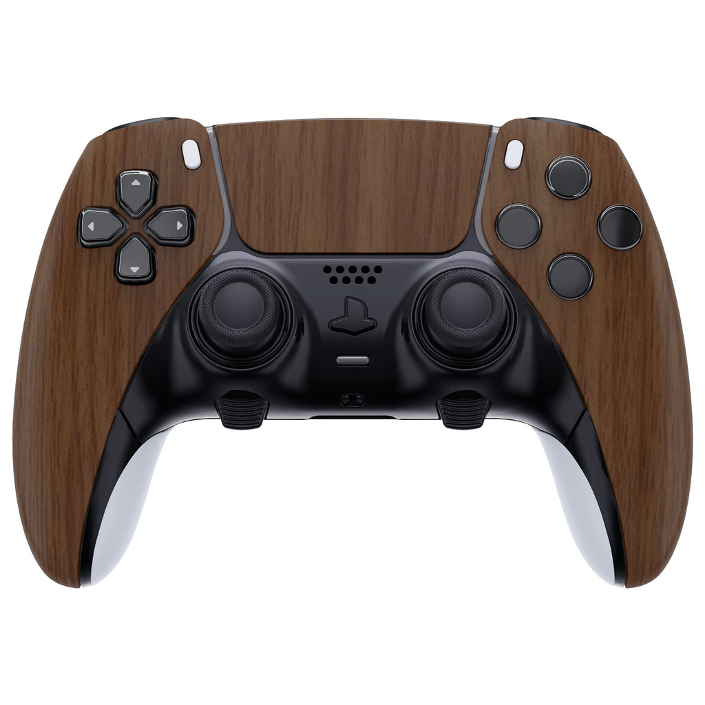eXtremeRate Replacement Left Right Front Housing Shell with Touchpad Compatible with PS5 Edge Controller - Wood Grain eXtremeRate