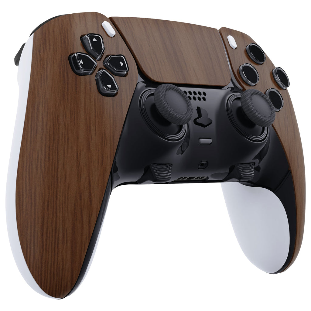 eXtremeRate Replacement Left Right Front Housing Shell with Touchpad Compatible with PS5 Edge Controller - Wood Grain eXtremeRate