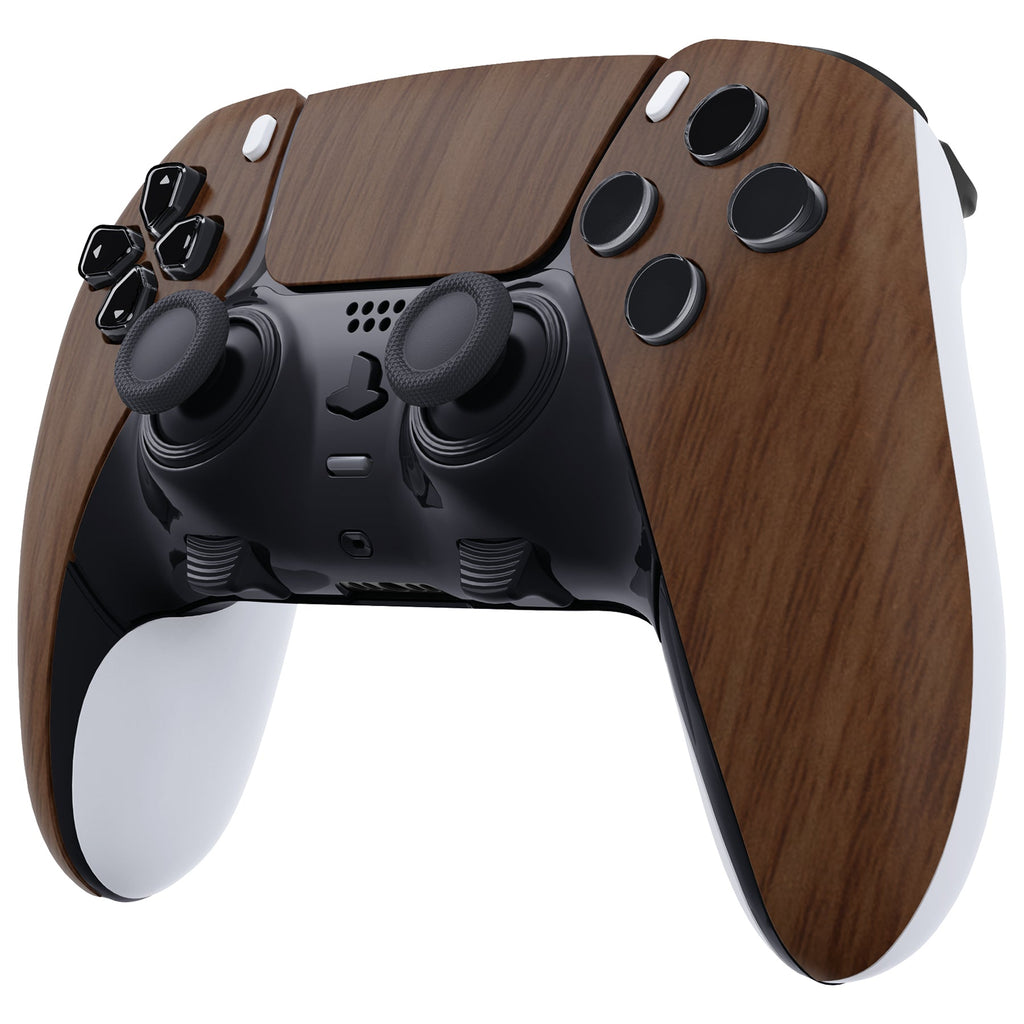 eXtremeRate Replacement Left Right Front Housing Shell with Touchpad Compatible with PS5 Edge Controller - Wood Grain eXtremeRate