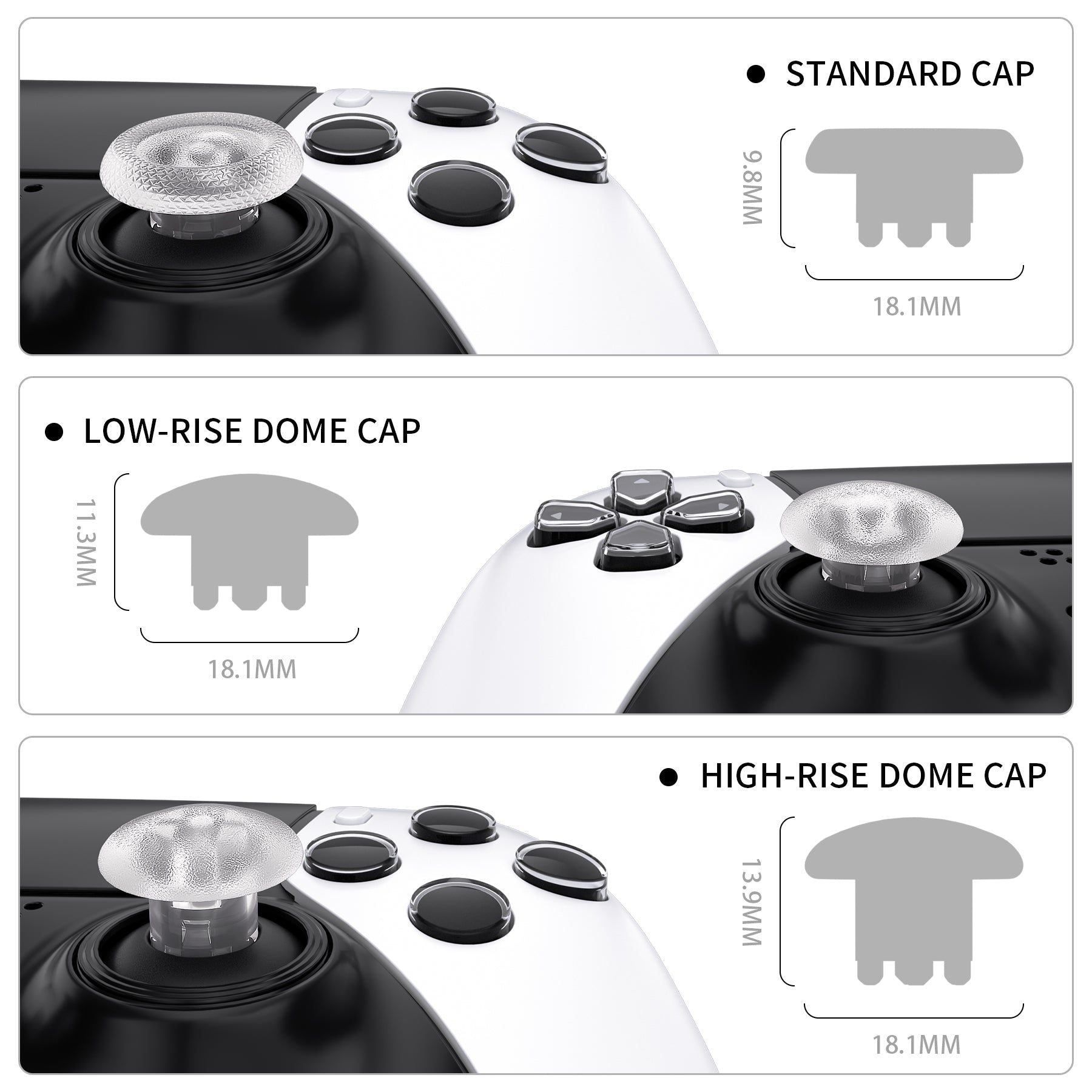 eXtremeRate Replacement Swappable Thumbsticks for PS5 Edge Controller - Clear eXtremeRate