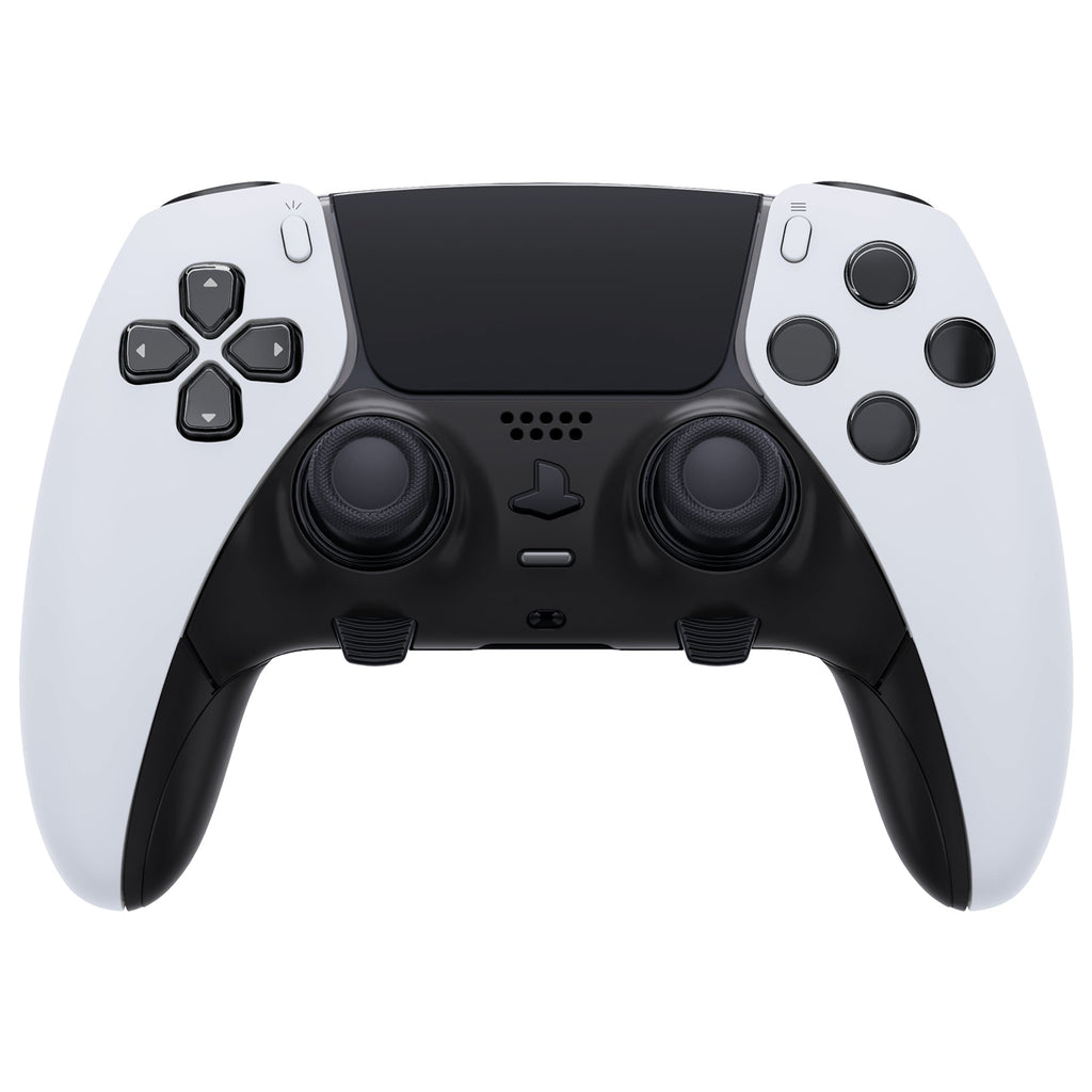 eXtremeRate Replacement Top Bottom Decorative Trim Shell Compatible with PS5 Edge Controller - Black eXtremeRate