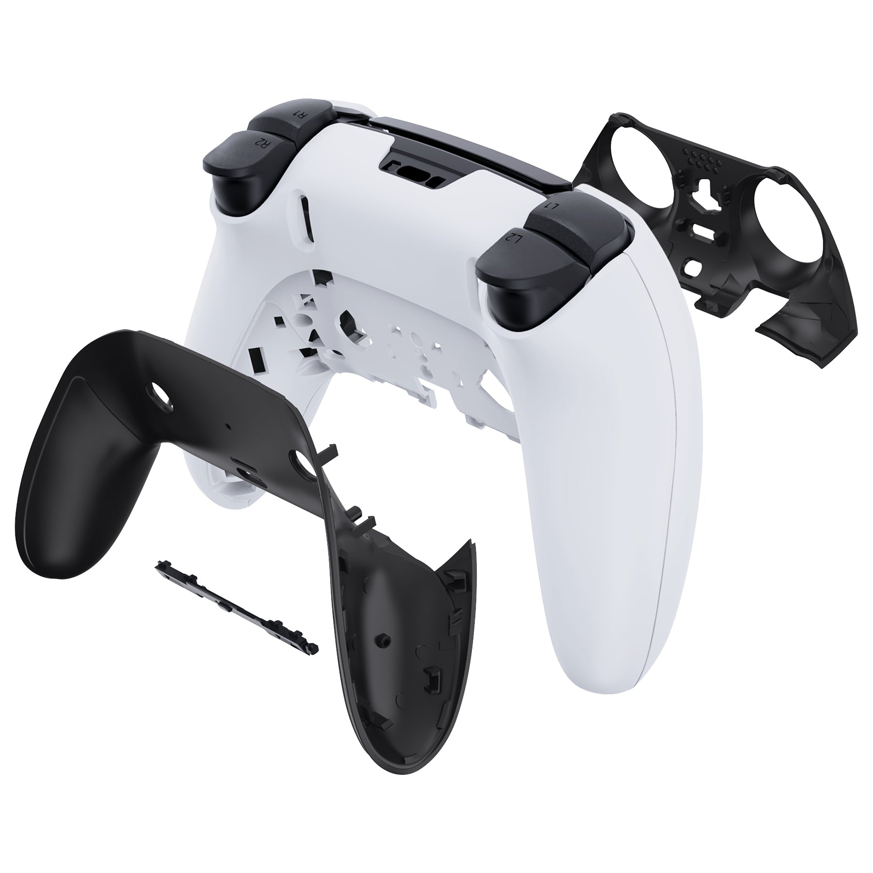 eXtremeRate Replacement Top Bottom Decorative Trim Shell Compatible with PS5 Edge Controller - Black eXtremeRate
