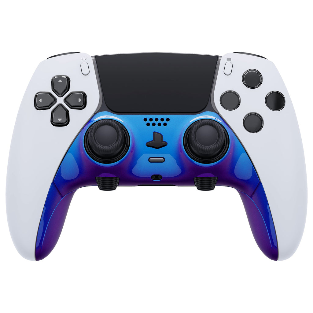 eXtremeRate Replacement Top Bottom Decorative Trim Shell Compatible with PS5 Edge Controller - Chameleon Purple Blue eXtremeRate