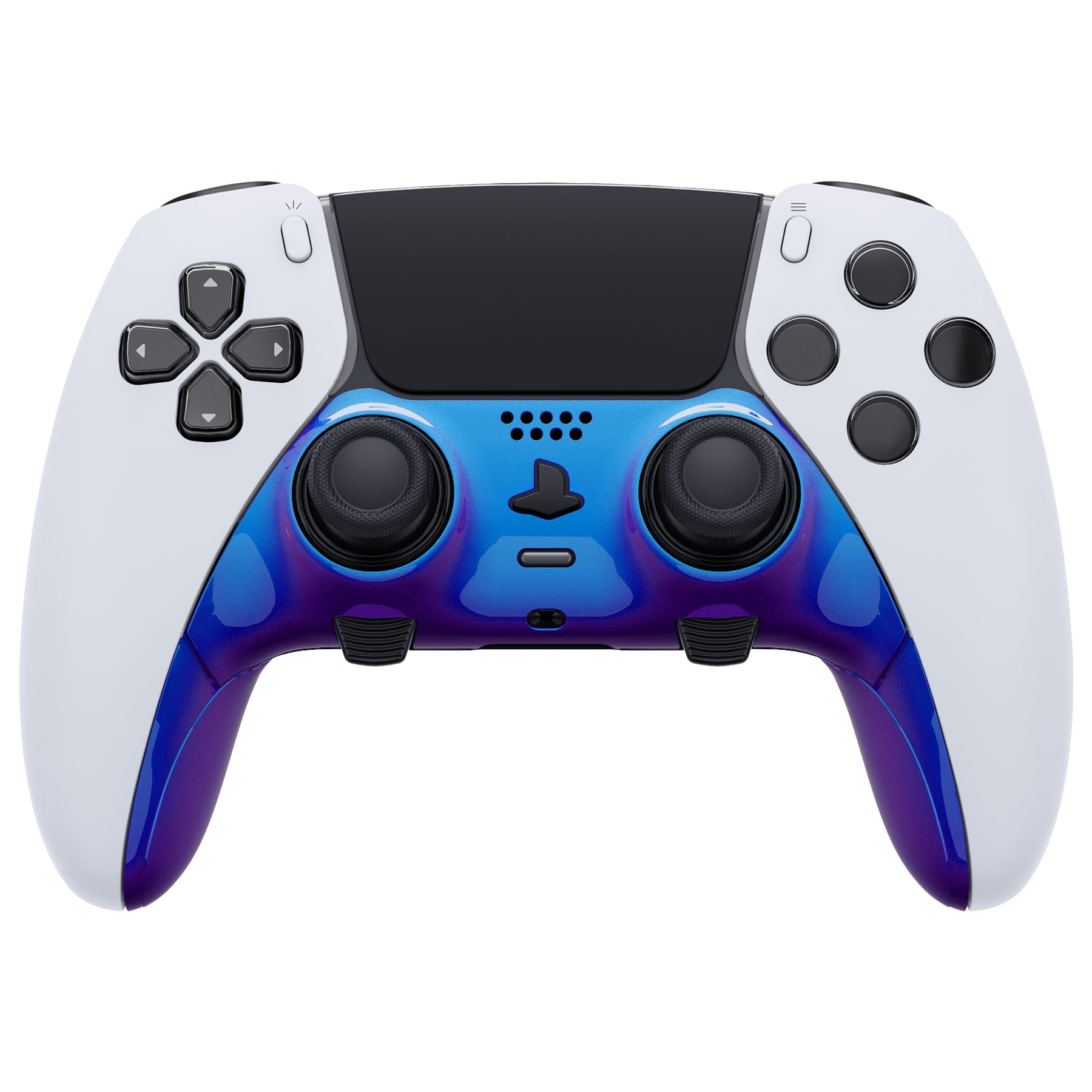 eXtremeRate Replacement Top Bottom Decorative Trim Shell Compatible with PS5 Edge Controller - Chameleon Purple Blue eXtremeRate