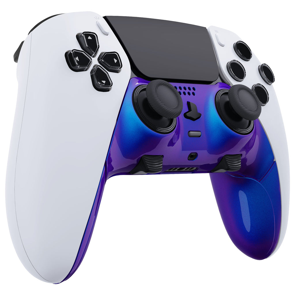 eXtremeRate Replacement Top Bottom Decorative Trim Shell Compatible with PS5 Edge Controller - Chameleon Purple Blue eXtremeRate